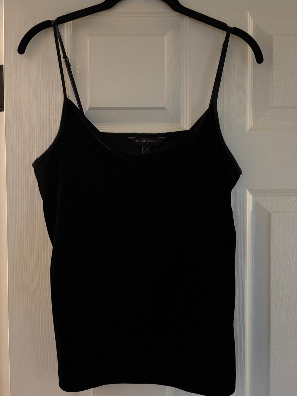 Banana Republic Black Slim Adjustable-Strap Velvet Cowl Camisole